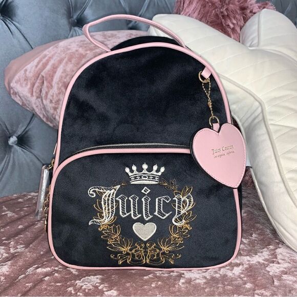 Black Velour Heritage Juicy Couture Backpack Bookbag